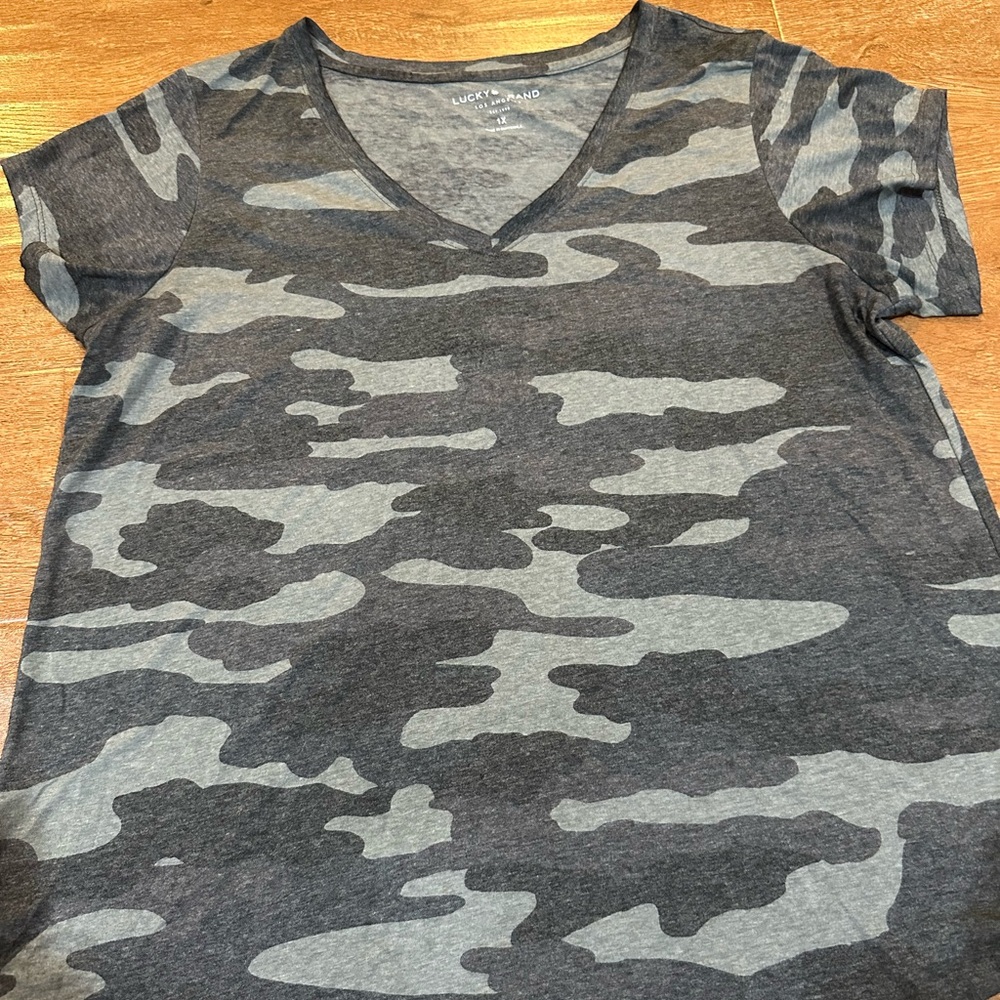 Lucky Brand Camouflage V-Neck Tee - Picture 2 of 3